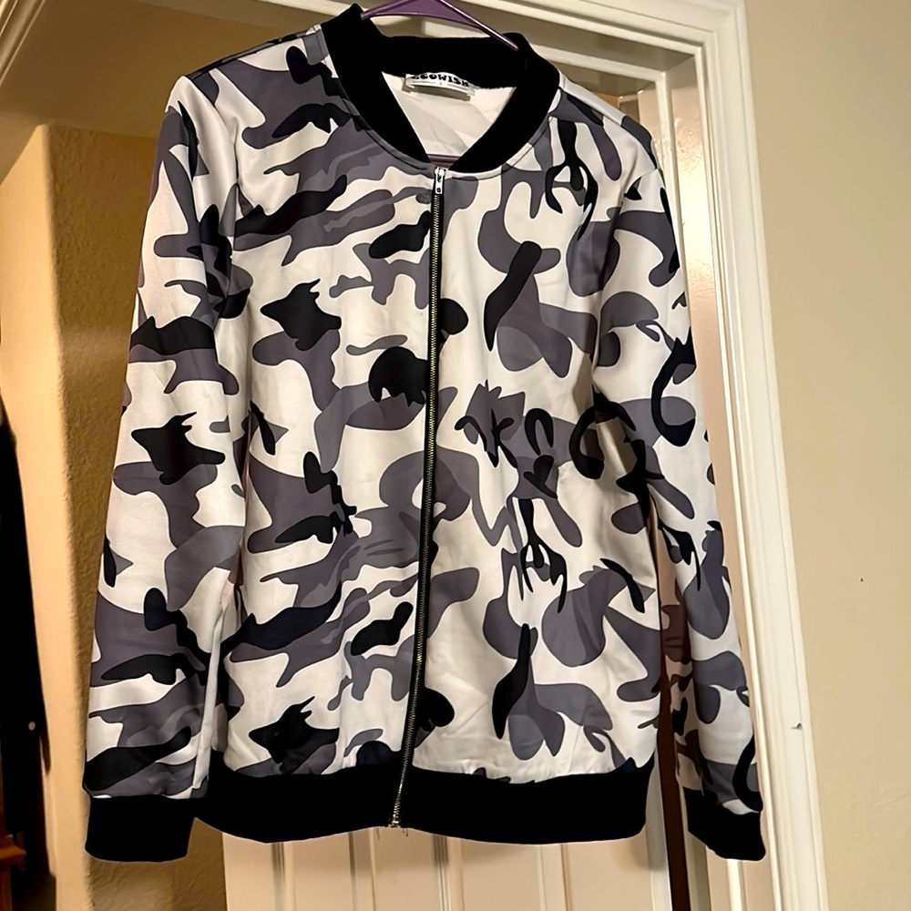 Black and white camp jacket